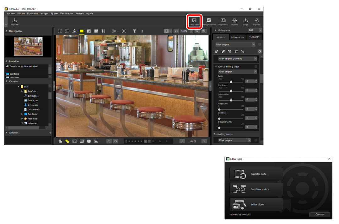 Editar v�deos con NX Studio