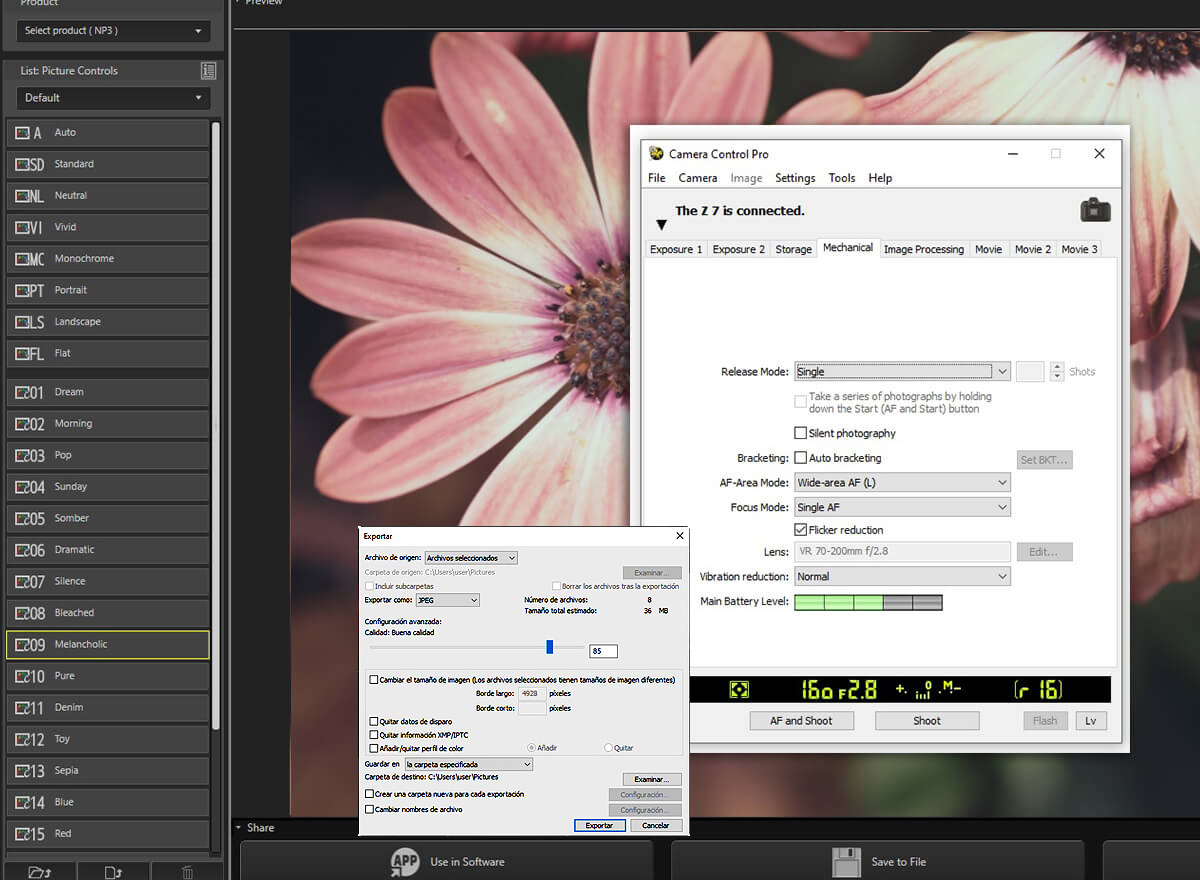 Trabaja en colaboraci�n con un conjunto de otros programas de Nikon , como Camera Control Pro 2, Picture Control Utility 2 y de otros . 